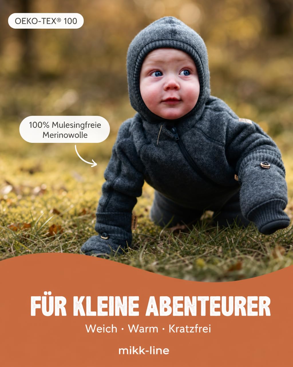 Mikk-line Wełniana kurtka dziecięca - antracyt melanż