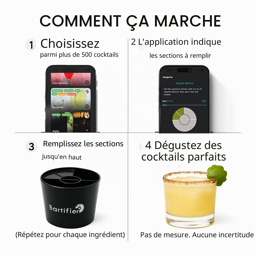 Machine à Cocktails Portable – 380 Cocktails et 100 mocktails, pilotée par l'application. Kit de Fabrication de Cocktails à Domicile Cadeau pour Hommes, Femmes, Mari, épouse, Papa, Fils,