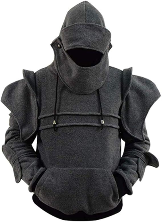 men's hoodie retro elbows drawstring