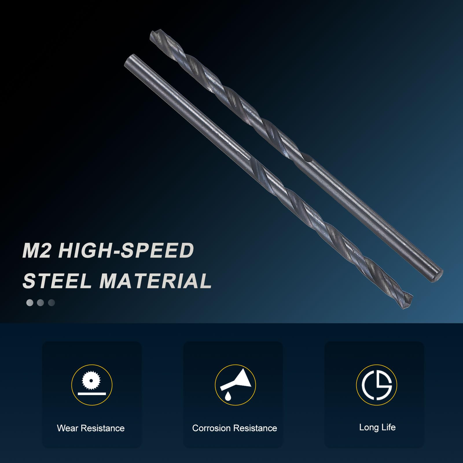 PATIKIL 2.8mm Drill Bit #34, Jobber Straight Shank M2 High-Speed Steel 135° Nitriding Black for Stainless Steel Hard Metal - 12 Pack - Image 3