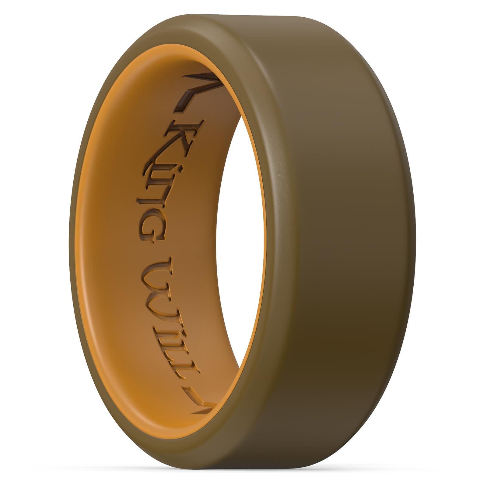 King Will Men's Silicone Wedding Bands, 8mm Comfort Fit with Unique Inner Groove Design, Rubber Engagement Rings for Daily Wear and Activities - 1/4