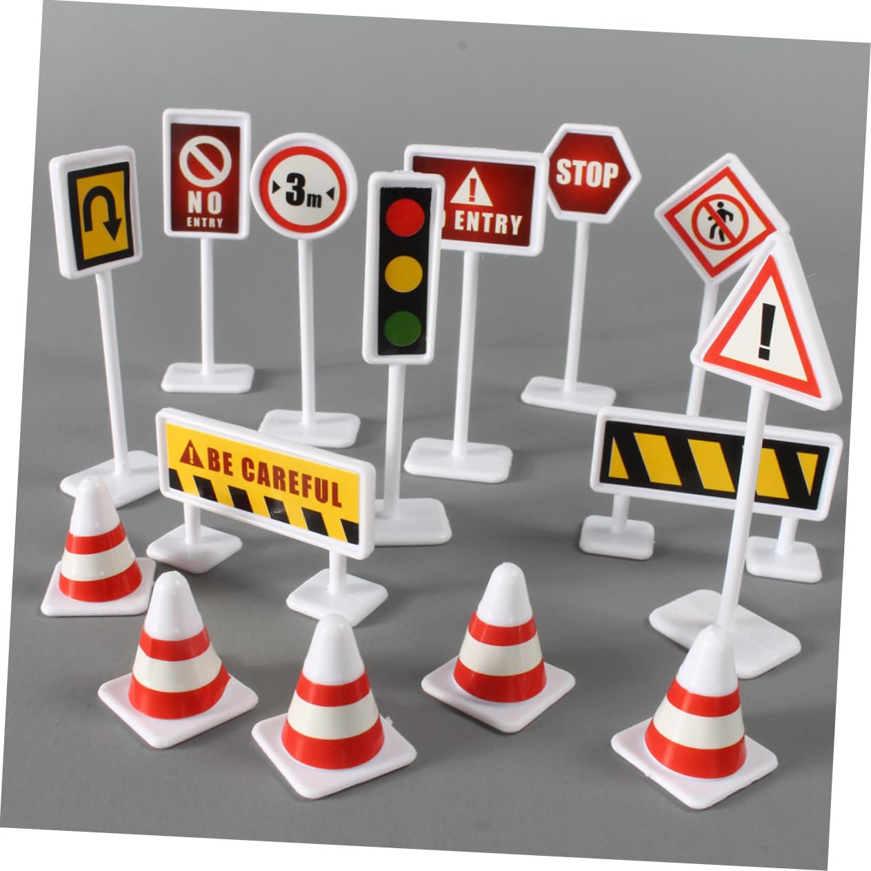 WESIEVYA Ensemble 40 Pièces Jouets Éducatifs Mini Barricades Et Panneaux De Signalisation - Apprentissage Sécurité Routière Pour Enfants Garçons Et Filles