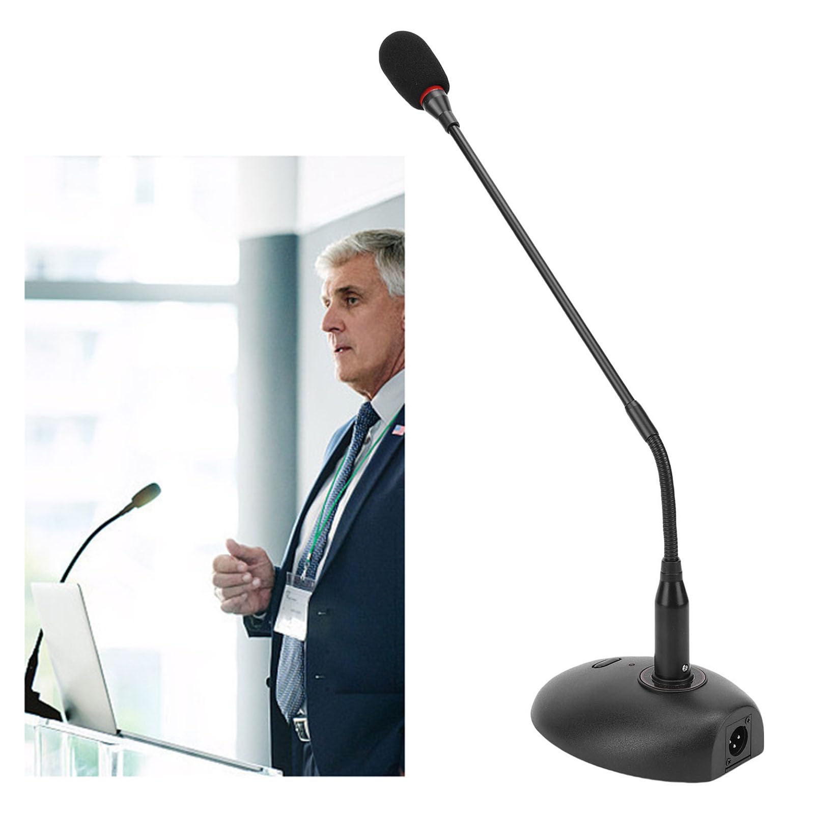 Eacam Microfono Cablato Flessibile a Collo di Cigno per Uso in Conferenza con Alta sensibilità e Connettore Maschio XLR a 3 Pin