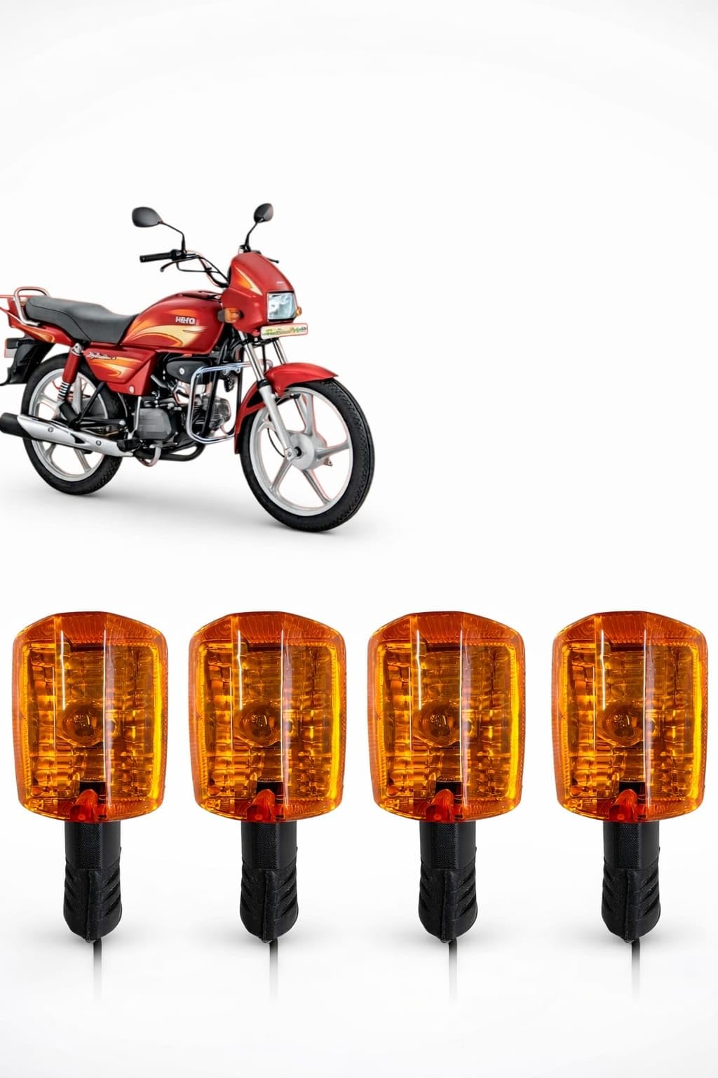 BIKERBLOOM Indicator Set for Splendor Plus Bike | Orange Glass Turn Signal Light | Original Type Design | Pack of 4 Indicators-image-0
