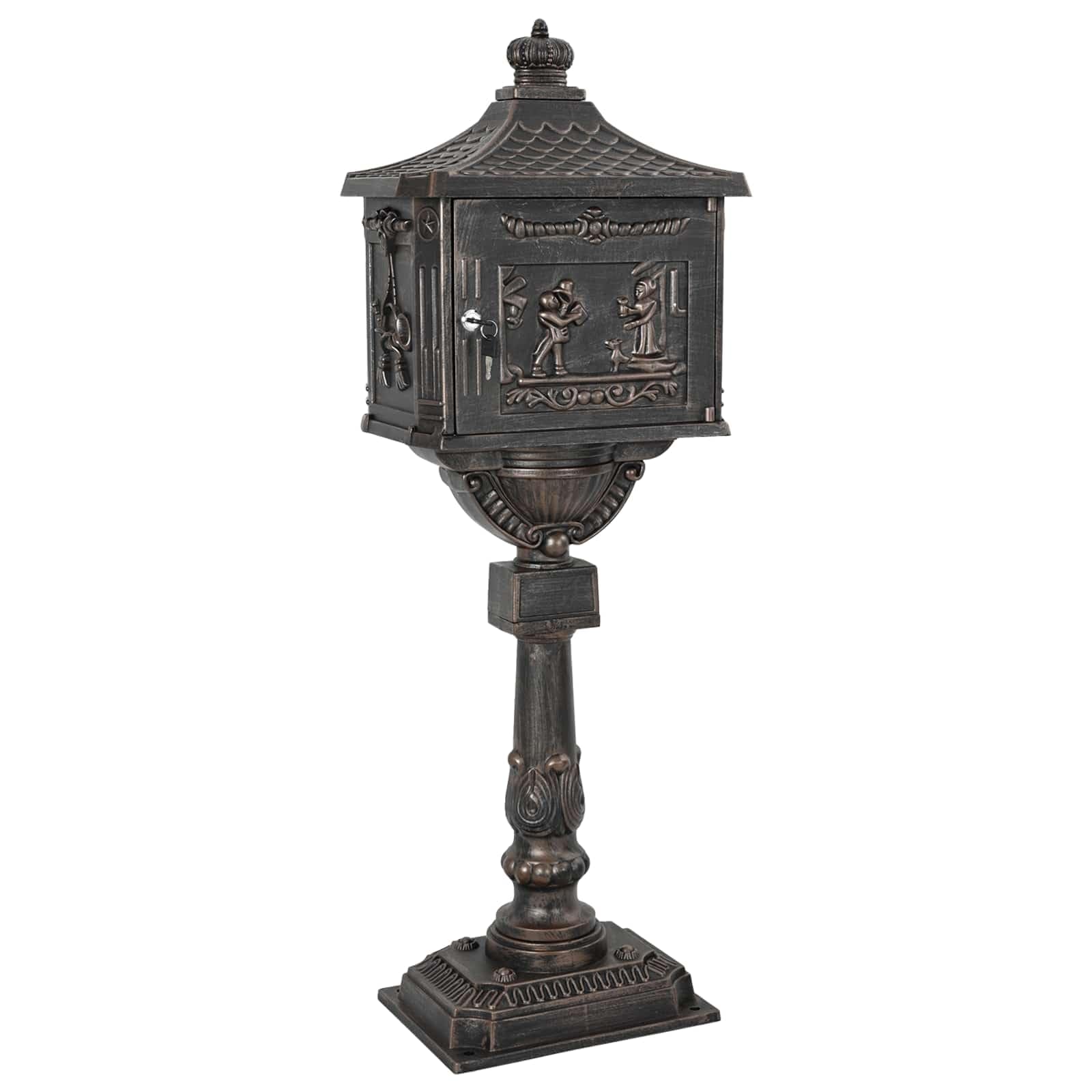 vidaXL Boîte aux Lettres Debout avec Porte Bronze 42,5 x 29,5 x 117 cm
