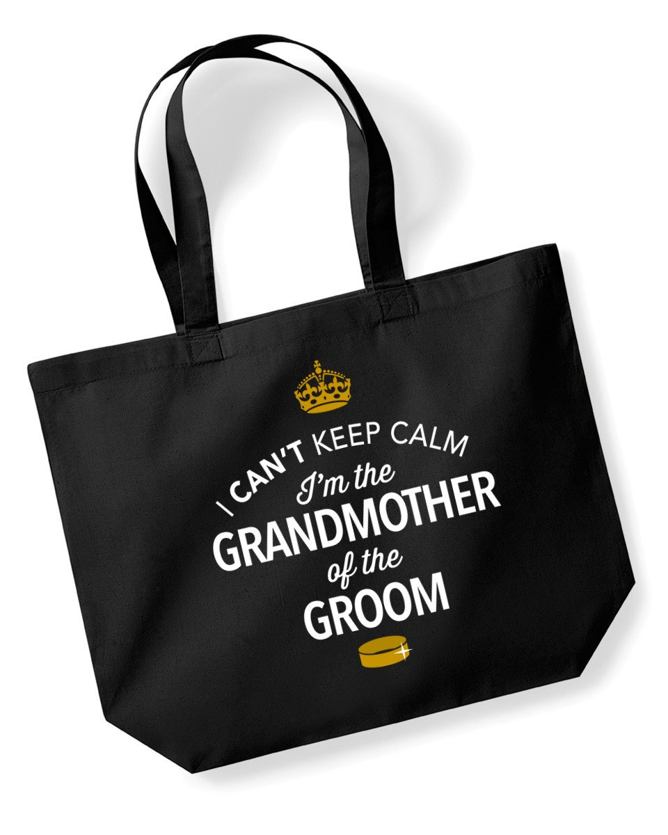 Grandmother Of The Groom, Bag, Tote, Bag, Keepsake, Grooms, Gift, Wedding Day Hen Night or Hen Party Gift (Black)
