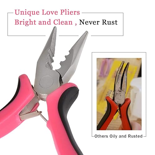 Miniatura 3 de Microlinks - Kit de extensiones de cabello con aguja de enhebrador de bucle de metal 4 en 1, alicates de extensión de cabello, 6 colores de cuentas