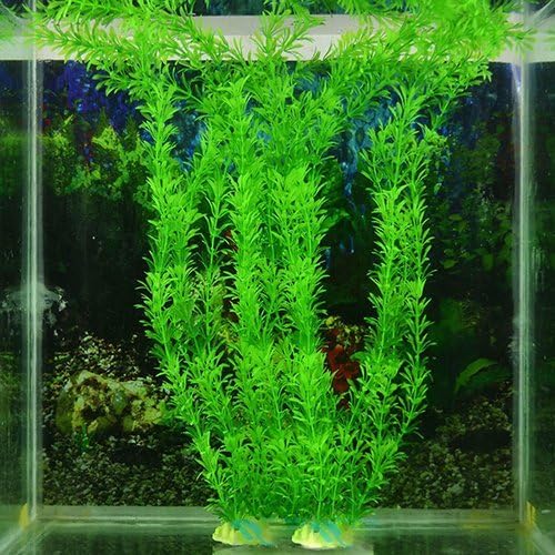 Aquarium Artificial Decoration, Fish Tank Reusable Plastic Fake Green Grass Plant Decor Ornament Size 11. 81" Green Practical Treatment - 3