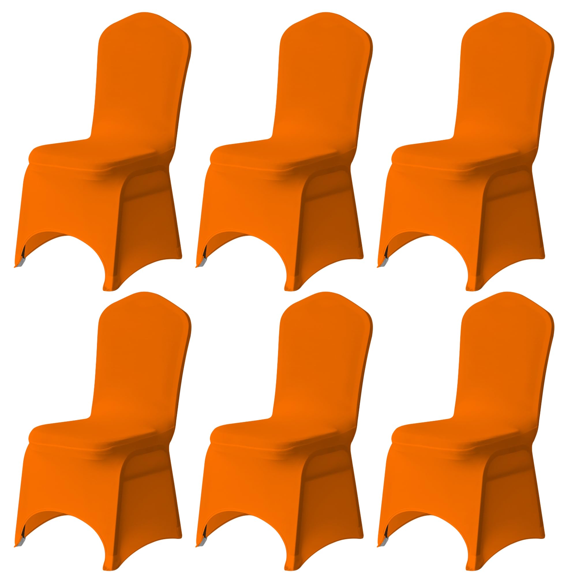 Trimming Shop 6pcs Orange Wedding Chair Covers Stretch Slipcovers