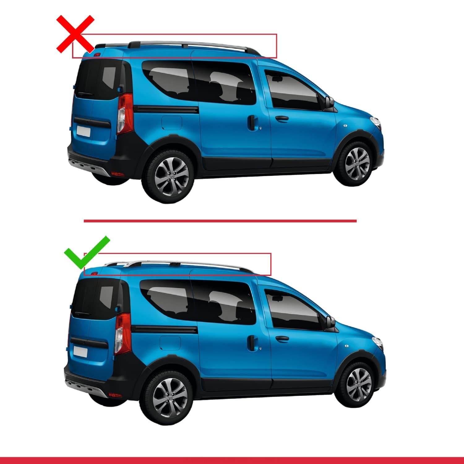FLY Model Dakdrager Bagagedrager Grijs Aluminium - Compatibel Met Dacia Dokker (K67) 2012-2024 - 2 Staven Spoorstaven