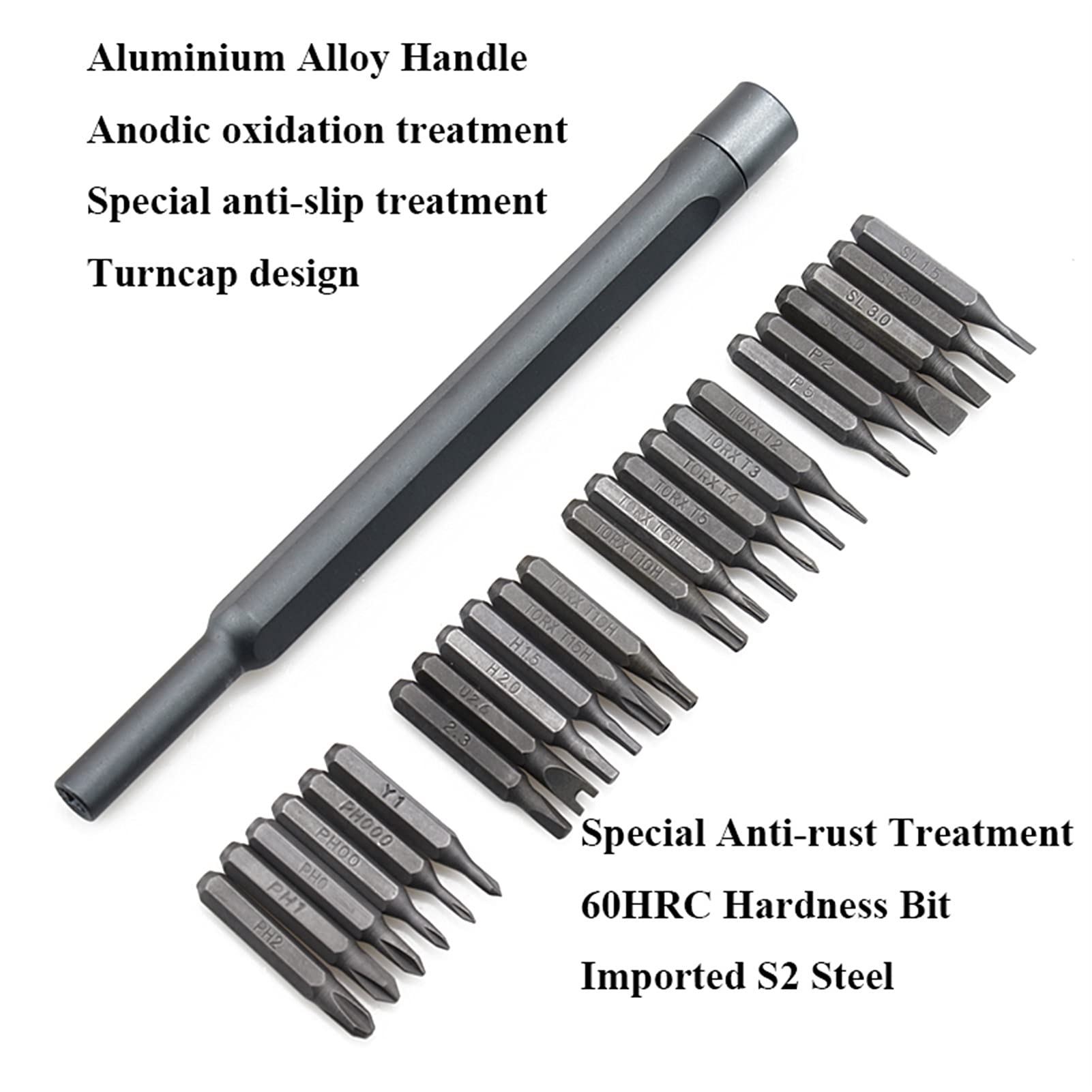 Set di cacciavite 24 in 1 Cacciavite Magnetico Bit Set Precision Phillips Torx Hex Cacciavite Hex Bits Riparazione Telefono PC Strumenti(Oranje)