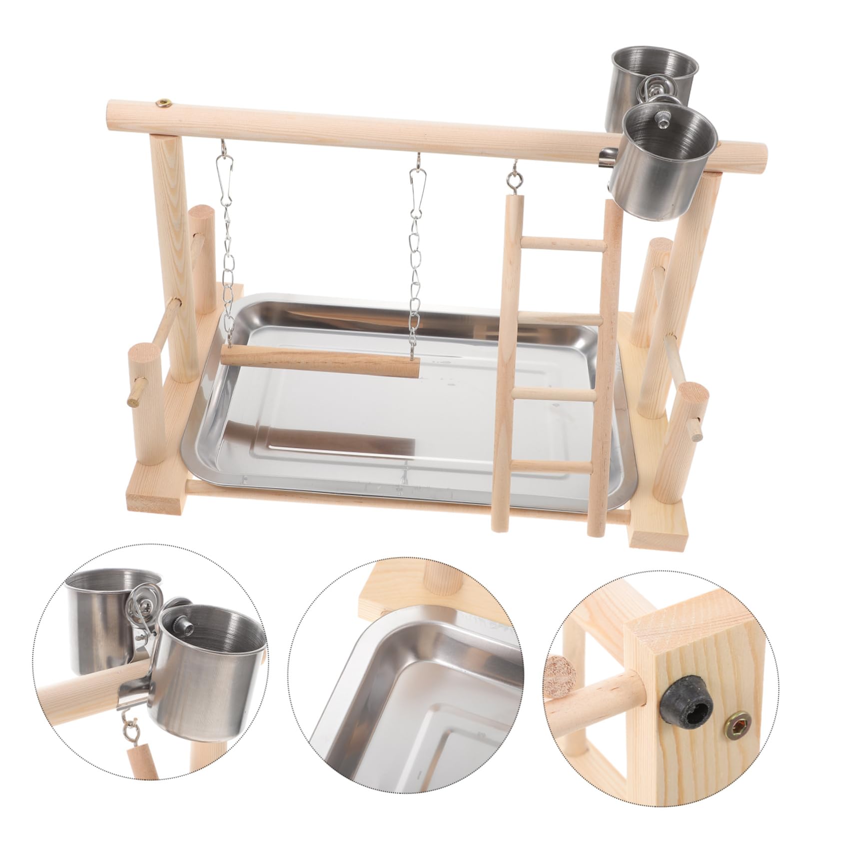 BESPORTBLE 1set Gioco Per Uccelli Legno Con Perch e Accessori Centro Attività Per Pappagalli Trespolo Per Cockatiel e Parakeet Stimolante e Divertente