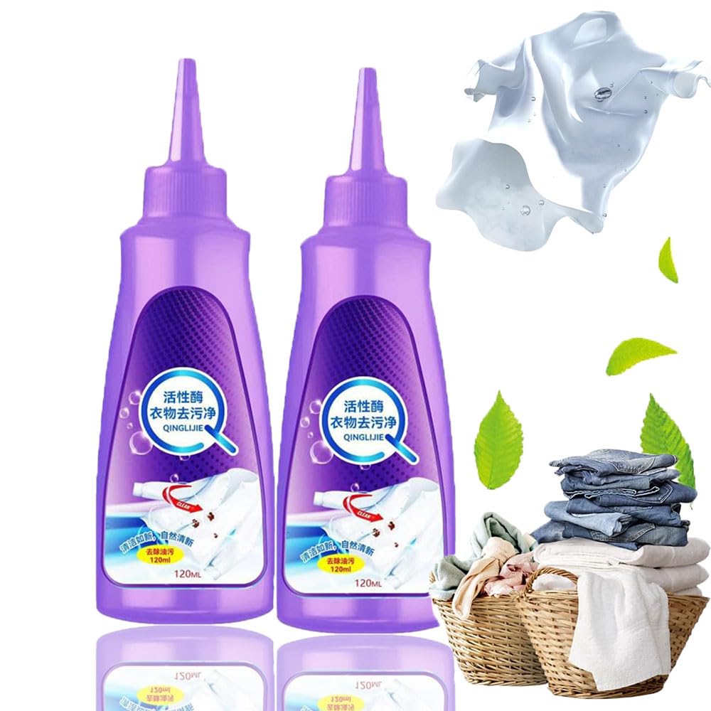 Active Enzyme Laundry Stain Remover - White Shirt Guardian, Active Enzyme Laundry Stain Remover, Garment Tough Stain Cleaner Oil Remover, Clothes Stain Remover (2PC)