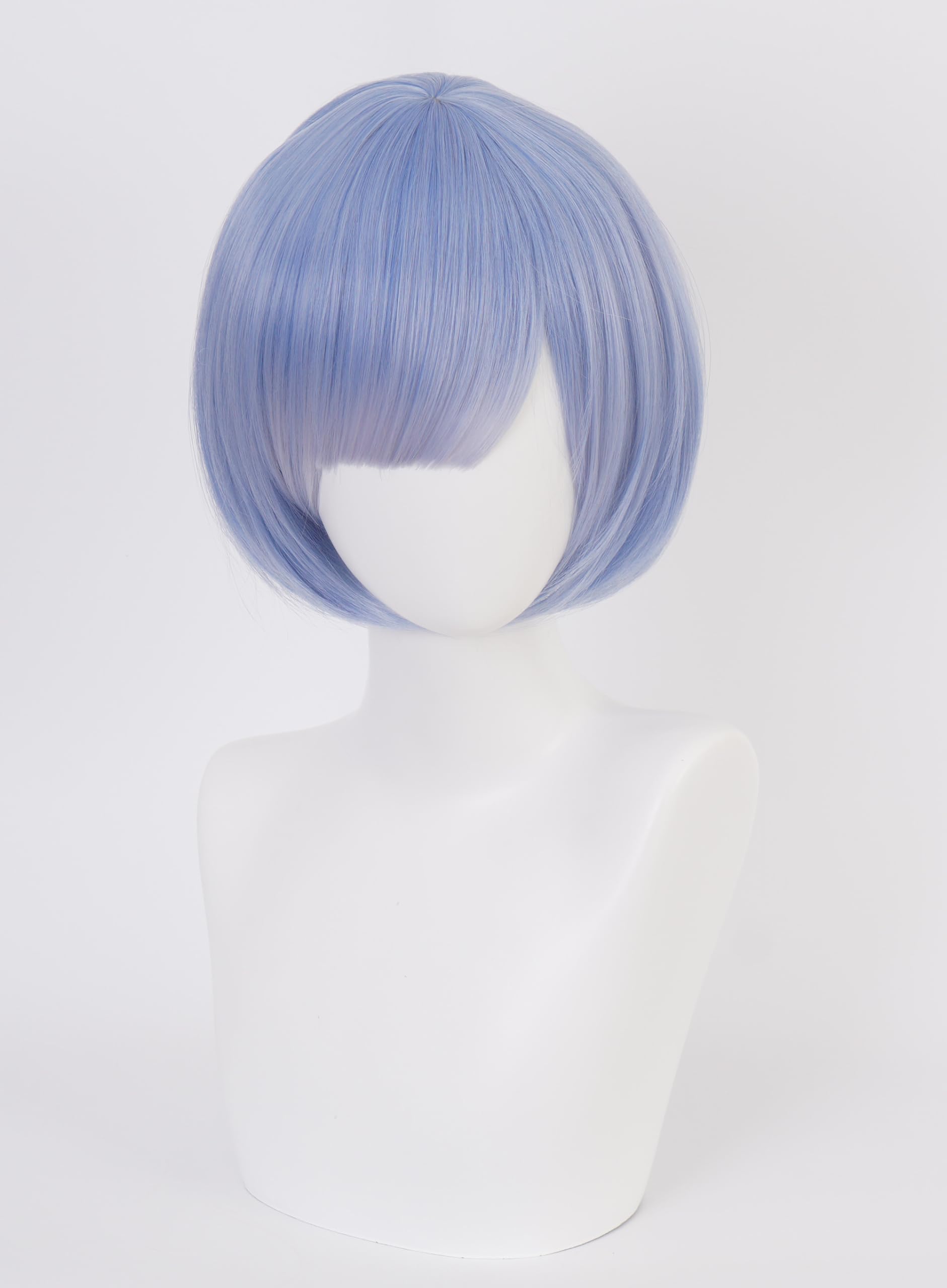 OSIAS Perruque Rem Bleue Mélangée avec Rose Pastel Bob avec Franges en Cheveux Résistants à la Chaleur - Image 2