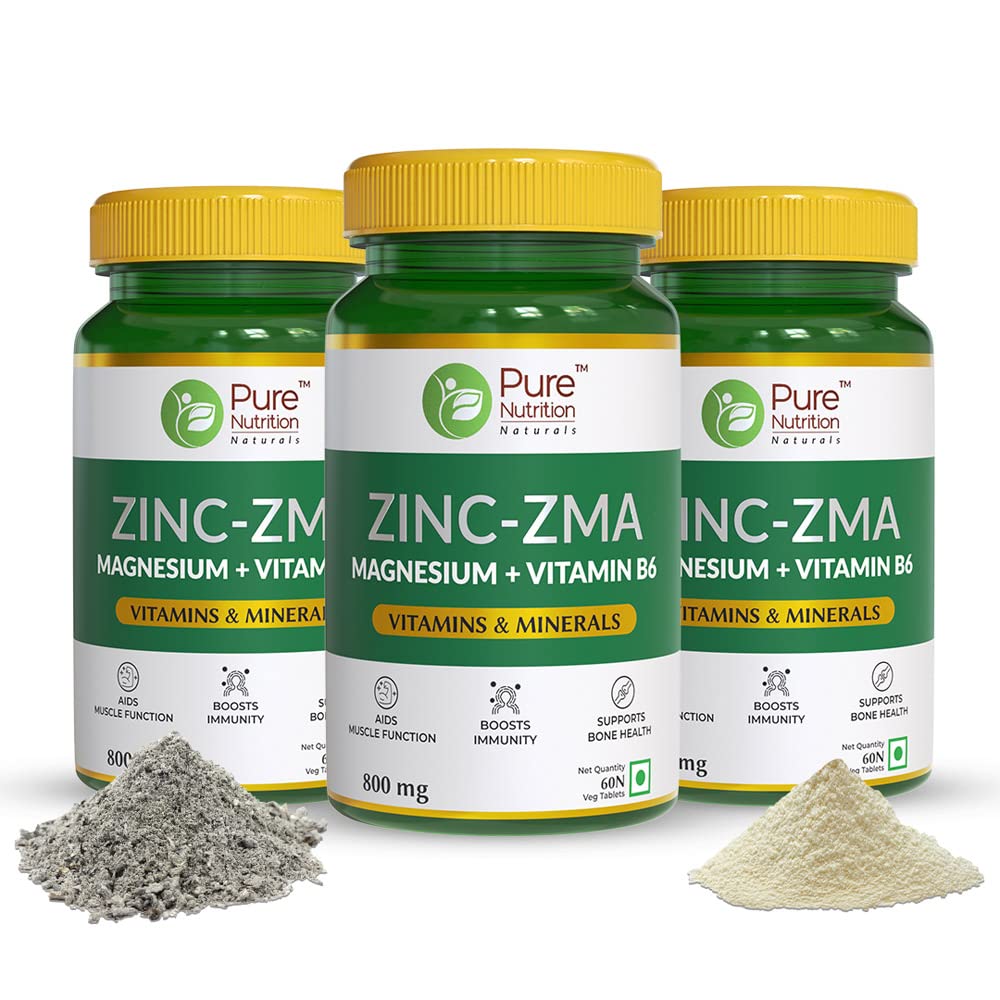 Pure Nutrition Zinc ZMA (Zinc Magnesium Aspartate & Vitamin B6) for Men & Women Nightime