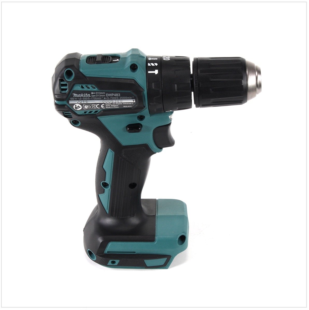 Makita DHP 483 ZJ 18 V Li-Ion bezszczotkowa wiertarka udarowa akumulatorowa z obudową Makpac - bez akcesoriów, akumulatorów i ładowarek