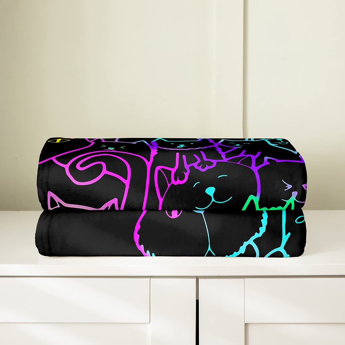 Loussiesd Kat pluche plaid, eenvoudige slagen dieren katten flanellen fleece deken voor bank kinderen schattig kitten heldere kleur het hele seizoen, beddeken ademend 3D-dieren koningin 228 x 228 cm Loussiesd Kat pluche plaid, eenvoudige slagen dieren katten flanellen fleece deken voor bank kinderen schattig kitten heldere kleur het hele seizoen, beddeken ademend 3D-dieren koningin 228 x 228 cm