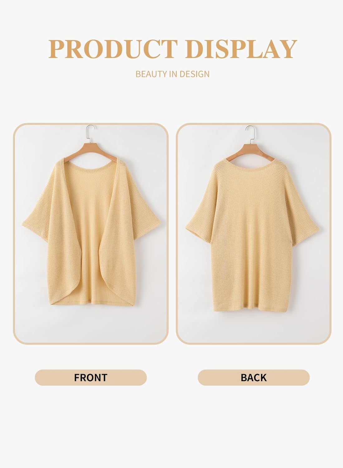 Eytino Womens Plus Size Cardigan Casual Short Sleeve Waffle Knit Kimono Open Front Tops(1X-5X) - Image 4