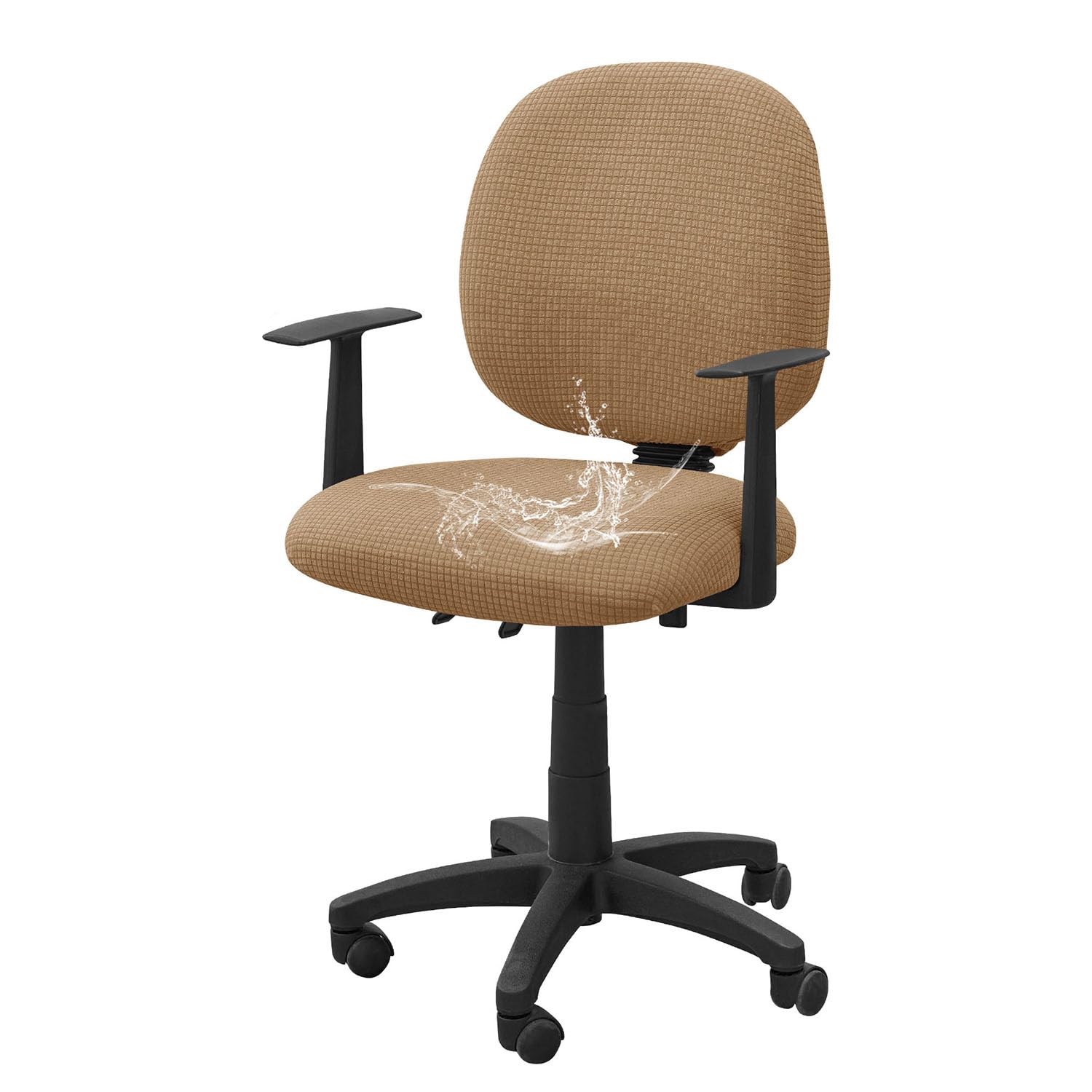 YOPOIY Split Office Chair Cover, Stretch Desk Chair Cover with Backrest and Seat Cover, Washable Computer Chair Covers, Rotating Chair Slipcovers for Home Office (Khaki,one size)
