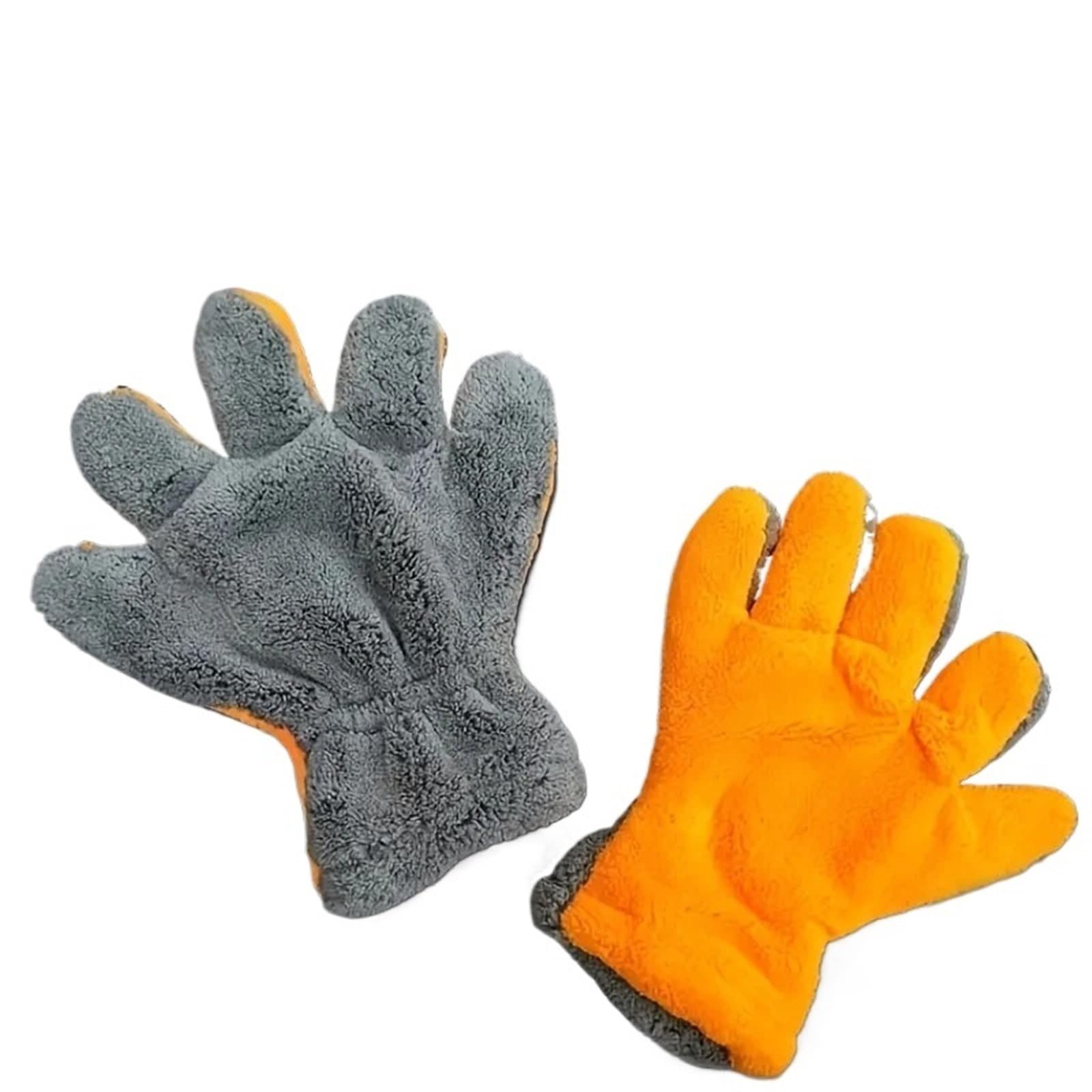 HEUchuan Fleece Car Wash Gloves 1PC Multi Functional 5-finger Cleaning Gloves For Car Washing And Beauty, Coral Fleece Wiping