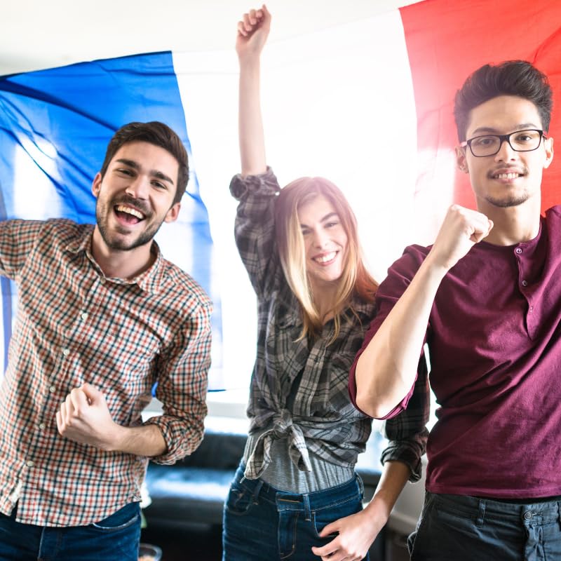 Kit Supporters Français - Drapeau Cape & Stick de Maquillage Bleu-Blanc-Rouge France