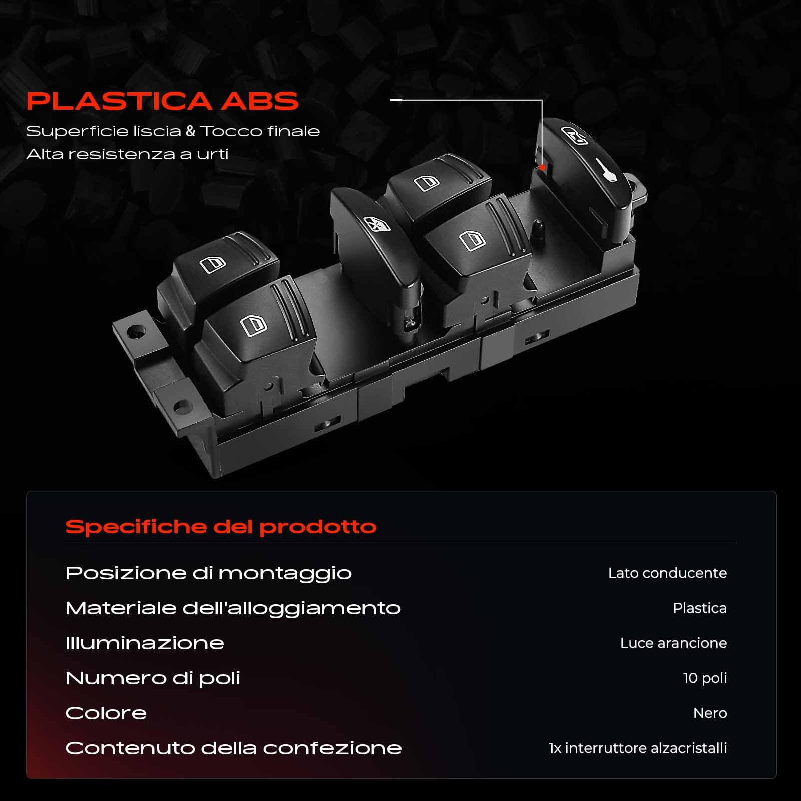 Frankberg Interruttori alzacristalli Anteriore sinistro Compatibile con C.a.y.e.n.n.e 9PA 3.6 3.0 TDi 3.2 S 4.8 S 4.5 Turbo S 4.8 Turbo 4.5 GTS 4.8 Turbo S 4.5 2002-2010 Replace# V45730004,95561315601 | Compatibile con: C.a.y.e.n.n.e 9PA