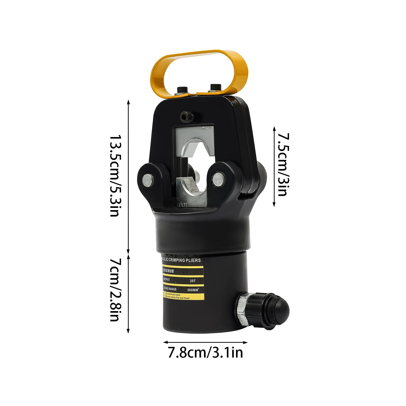 Pinza crimpatrice idraulica 20T per capicorda in rame e alluminio, 16-400 mm², pinza per capicorda idraulica, con 12 paia di matrici, testa girevole a 180°