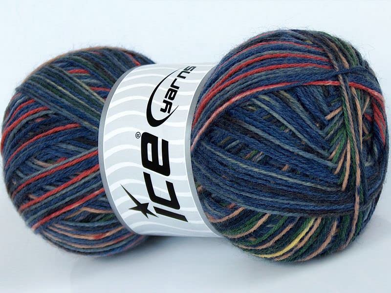 Colorway Sock Yarn - 100 Gram (3.53 oz) 400 Meters (437 Yards) Superfine Sock Fingering Weight Yarn - Blues, Red, Green, Beige, Black, White +