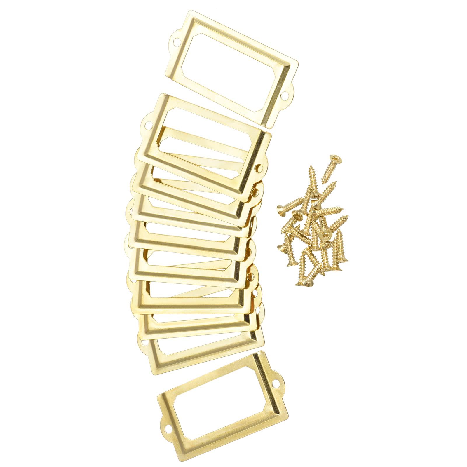 TA-VIGOR 70 x 33mm Antique Metal Label Holders Flie Card Frame 10pc Gold