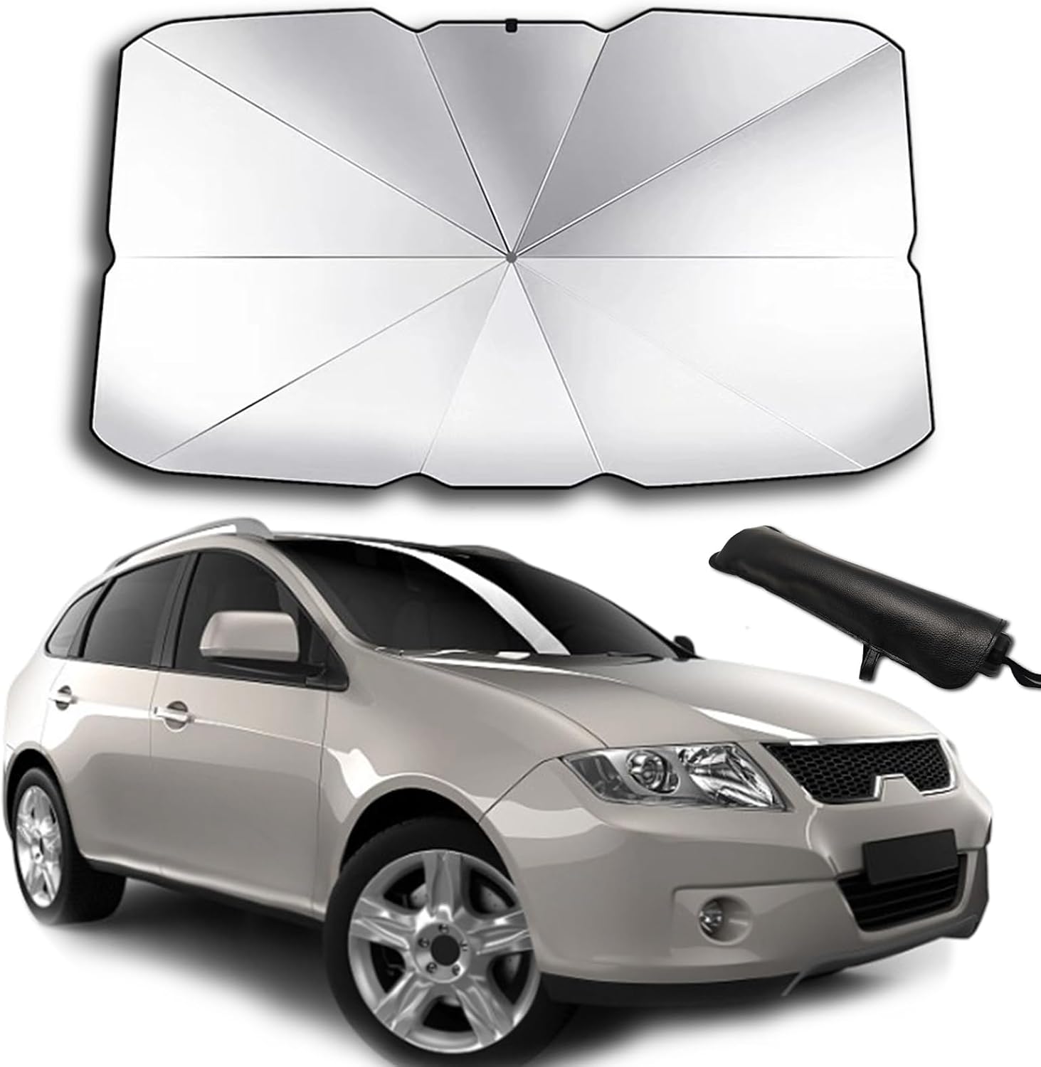 2025 Foldable Anti-UV Windshield Sunshade – Front Window Umbrella Shade for Car, Blocks Sun Rays & Heat, Keeps Interior Cool, Easy Storage for SUV, Sedan & Trucks (Small)