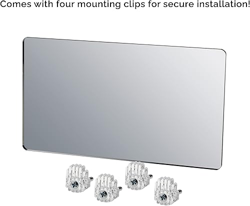 Miniatura 9 de Marketing Holders Lámina de espejo acrílico de 12 x 12 pulgadas, reflectante, sin marco, esquinas redondeadas, pantalla ligera con clips de espejo