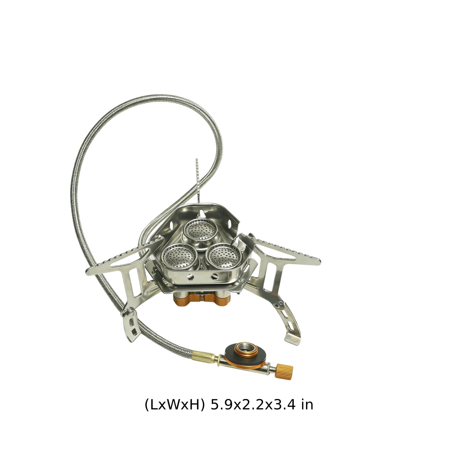 Réchaud à gaz de camping pare-vent, réchaud portable pliable pour extérieur, avec 3 buses, allumage électrique et flamme réglable, tuyau 39 cm pour randonnée, avec boîte de rangement