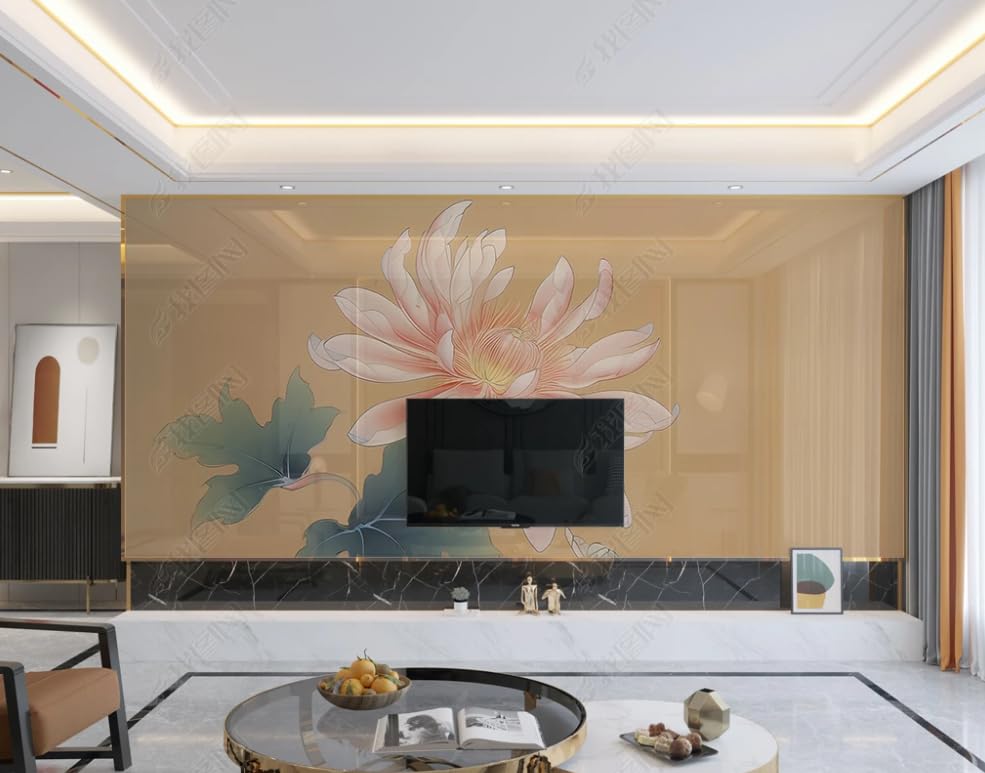 Papier peint intissé fleur chinoise panoramique XXL pour grand mur de salon