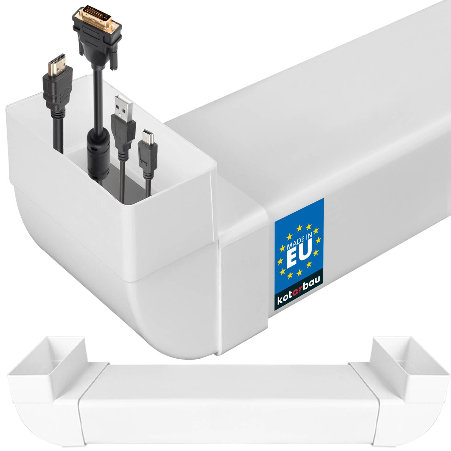 KOTARBAU® Kabelkanal Unterputz für TV 120 x 60 mm L: 63 cm Kunststoff unsichtbare Kabeldurchführung TV Kanal Unterputz Kabelkanal weiß Leitungskanal Kabelführungskanal