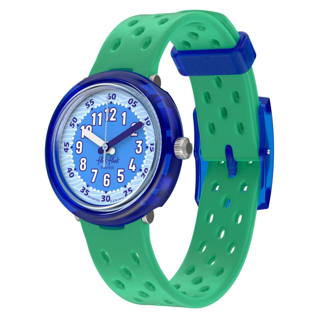 Flik Flak Unisex-Kinderuhr, lässig, grün, bio-sourced Quarz, wasserdicht, Fizz in Waves