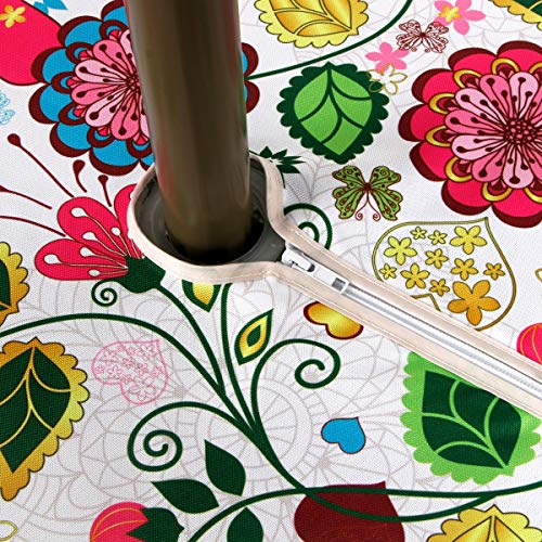 Image of EHouseHome Outdoor Indoor Tablecloth with Umbrella Hole for Oval Table,Waterproof Patio Table Cloths, Spring /Summer Table Covers with Zipper for Backyard Circular Table /BBQs /Picnic,60 x 84 inches