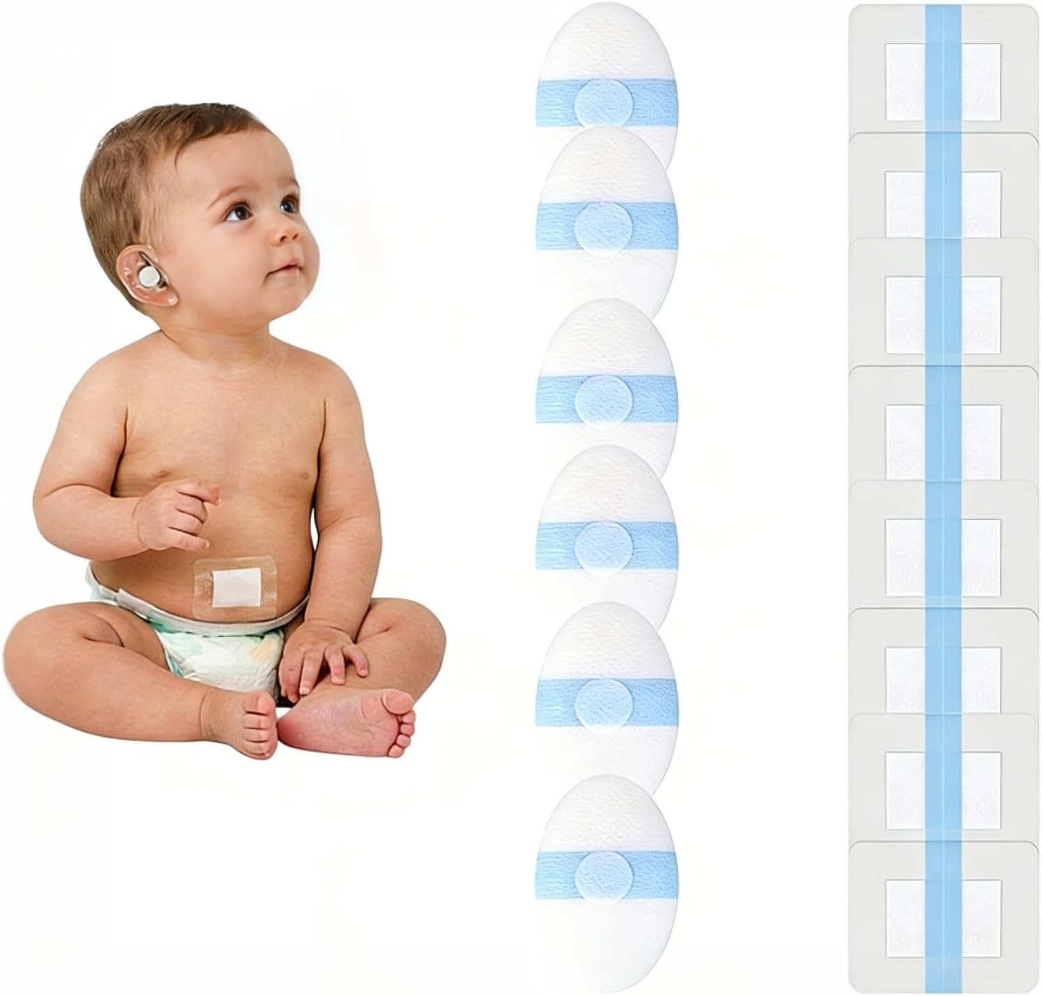 40Pcs Baby Water Ear Protectors & 20Pcs Belly Button Patches for Bathing - Ear Covers and Navel Patches Combo | Newborn Essentials for Swimming, Shower & Umbilical Care | Waterproof & Disposable