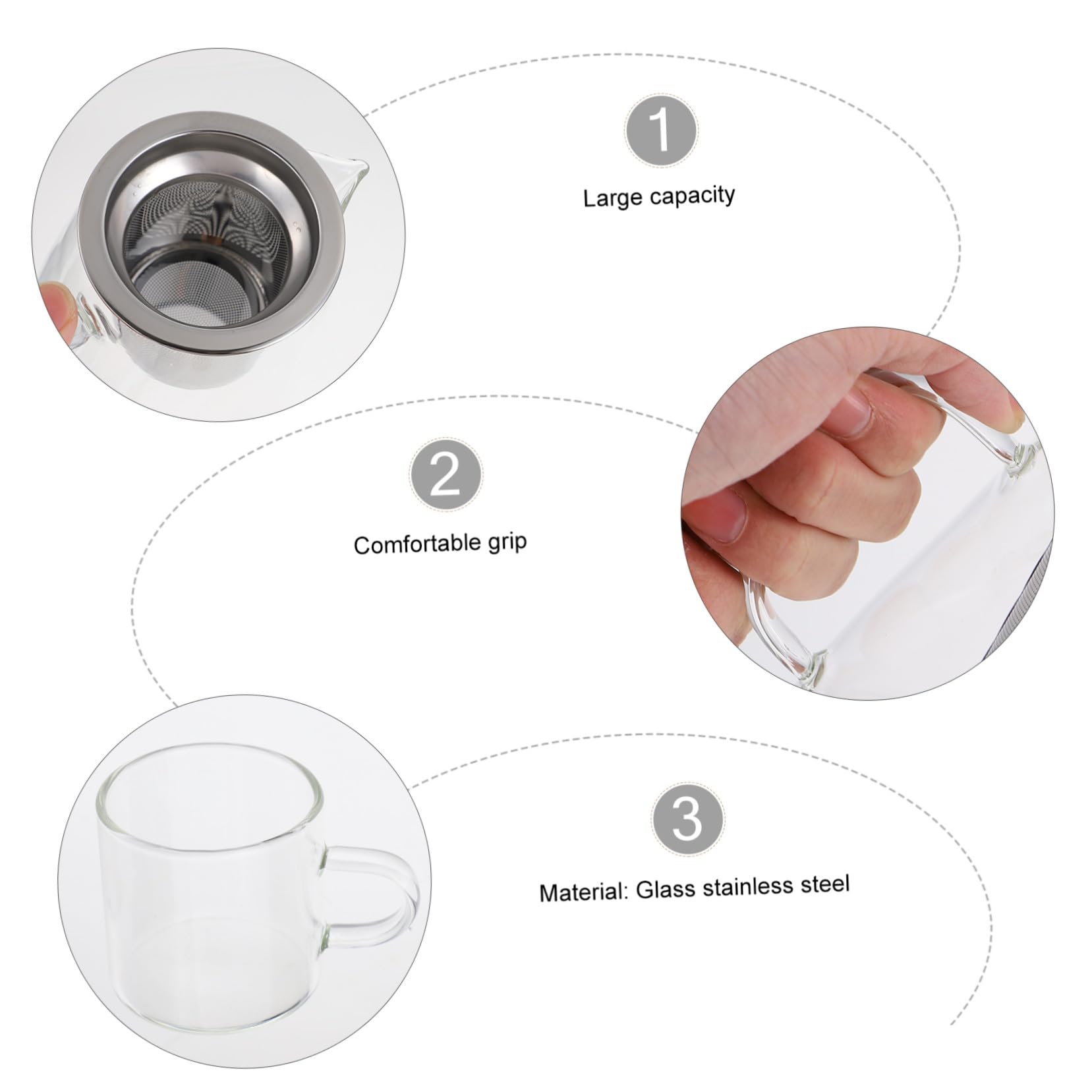 Toyvian Glas Teekanne Transparent Mit Integriertem Sieb Tee-Ei Für Jasmintee Grüntee Oolong-Tee Beinhaltet Hitzebeständige Teekessel Mit Tassen Für Küche Esszimmer