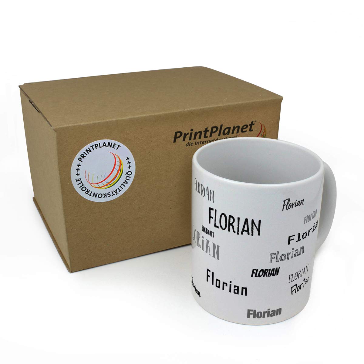 Printplanet Tasse Mit Namen Florian – Motiv „Mitarbeiter Des Monats“, 325 Ml, Spülmaschinenfest | Personalisierte Kaffeetasse Weiß