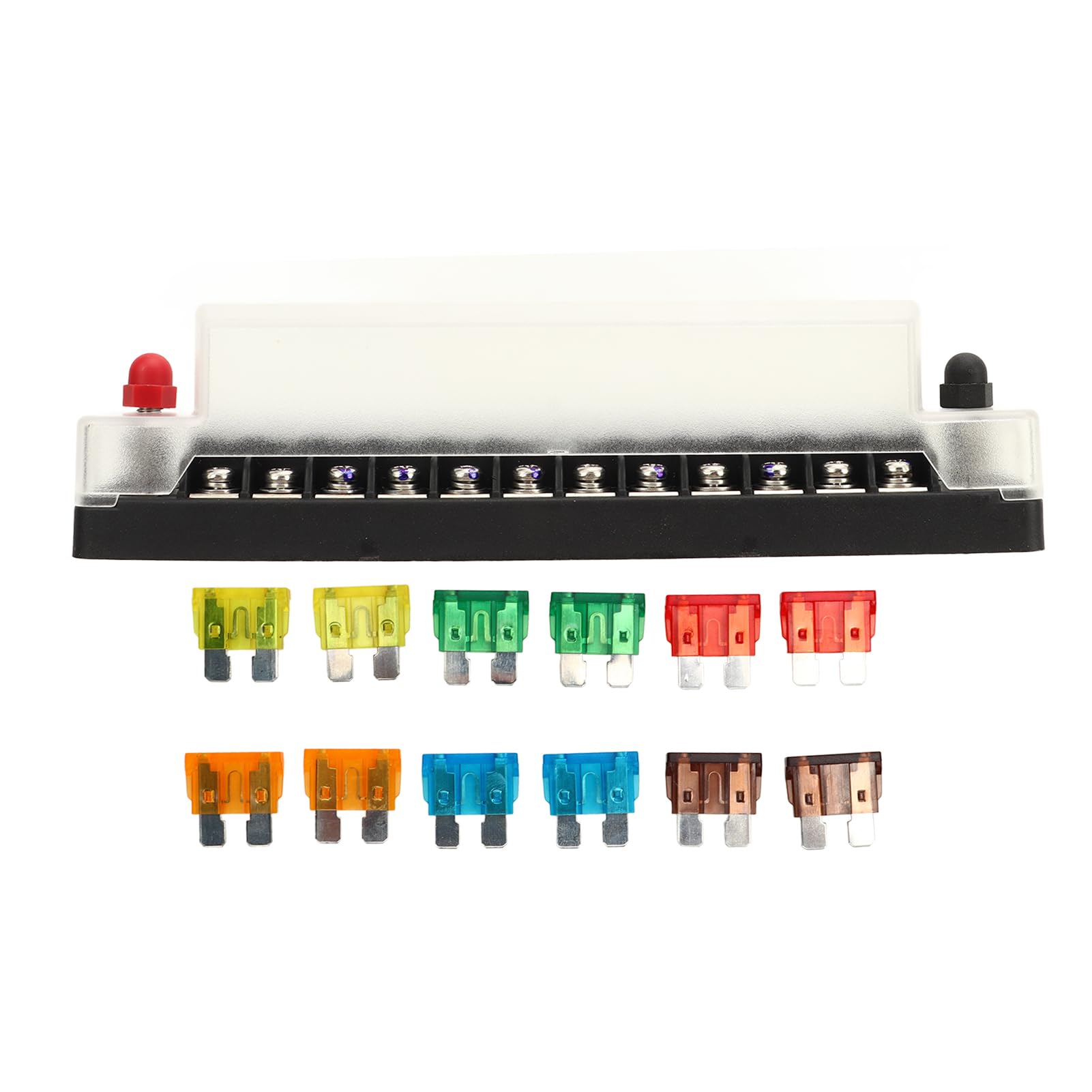 Portafusibili a 12 vie 12V Scatola portafusibili per PC Copertura antipolvere Portafusibili a lama in acciaio inossidabile per auto Barca RV 32V