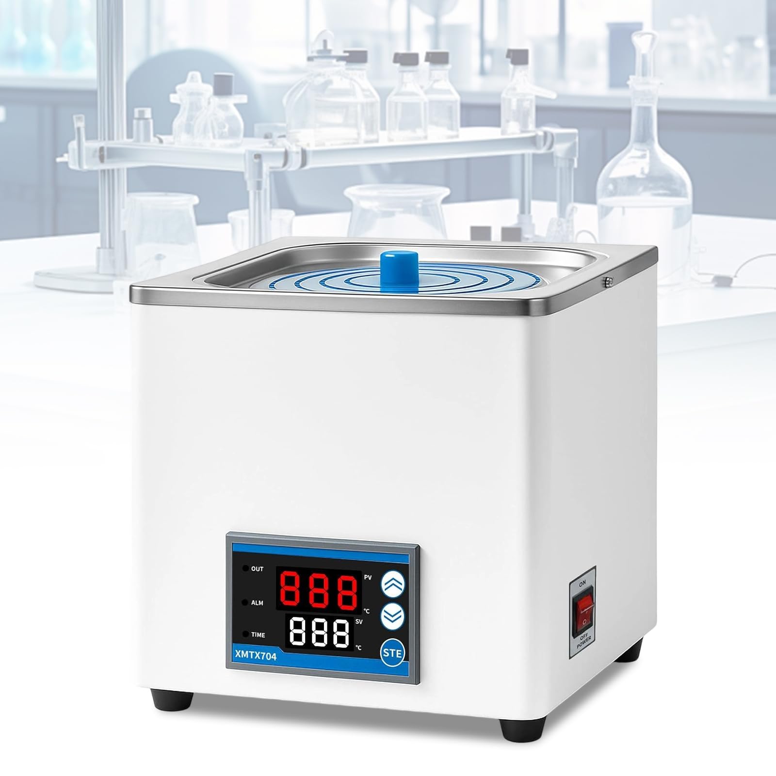 Digitales Labor Wasserbad 300W, 3L Laborwasserbad Thermostatisches Wasserbad Topf mit Timerfunktion, Digitale Wasserbadheizung mit Edelstahl-Innenbehälter für Labor und Forschung