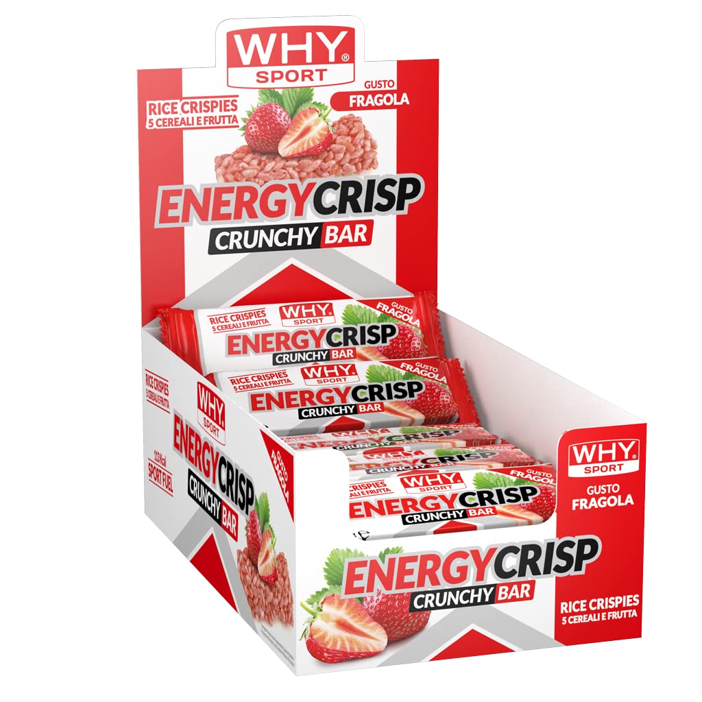 WHY SPORT ENERGY CRISP - Barrette Energetiche alla Frutta - Gusto Fragola - Box da 24 Barrette - 30 gr