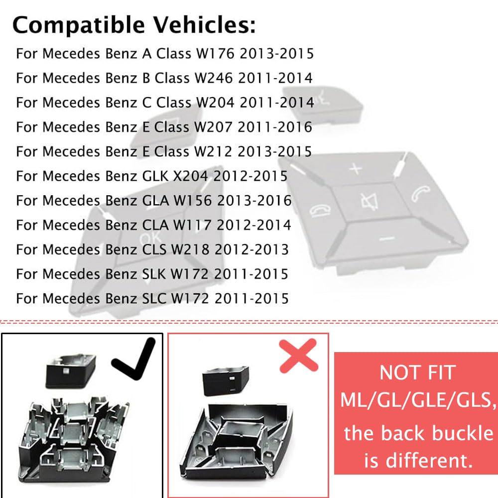 Steering Wheel Button Switch Trim Cover Set – For 2011-2013 Mercedes C-Class W204