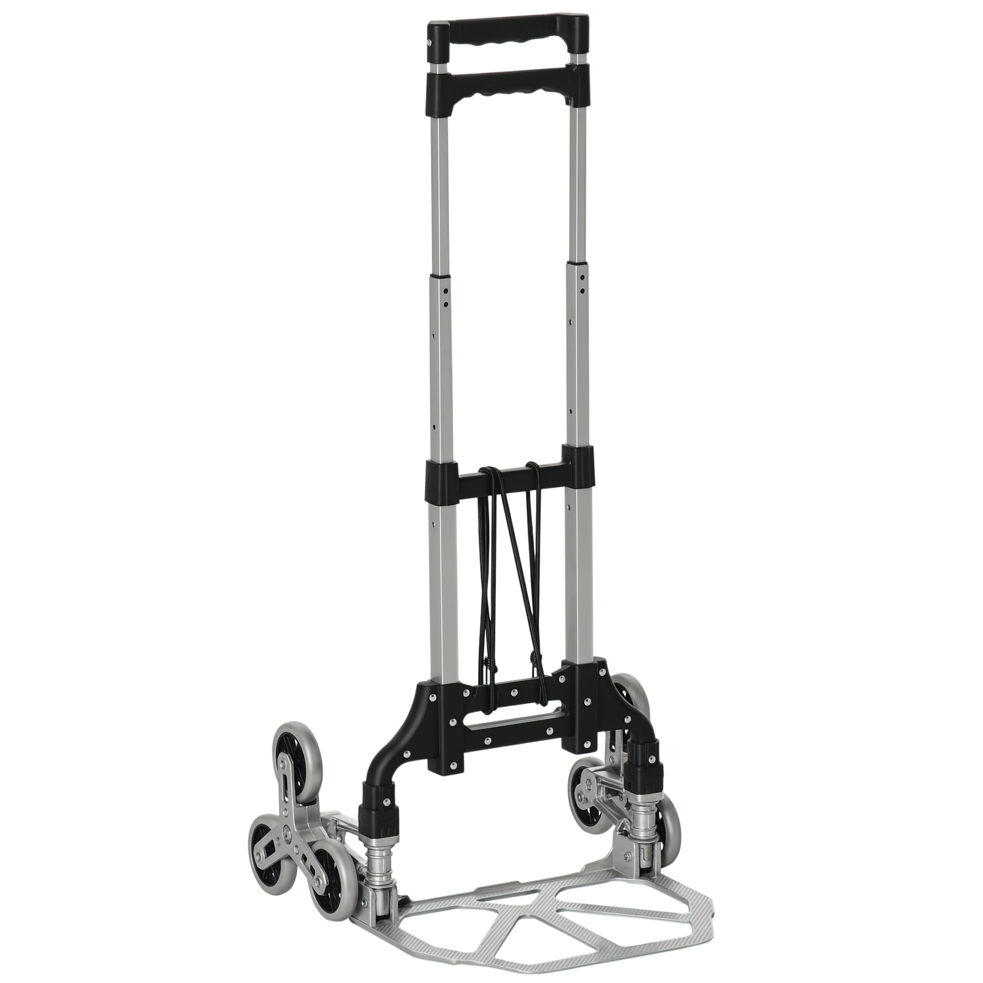 DURHAND Klappbarer Treppensteiger Alu Transportkarre mit 6 Rädern Silber