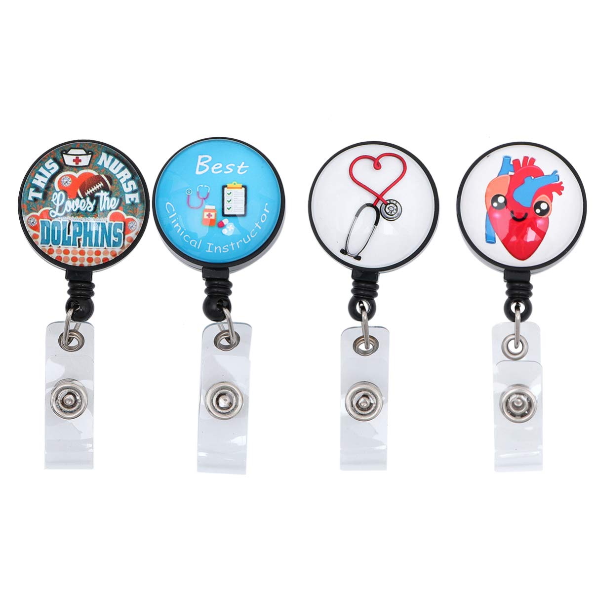 NUOBESTY 12pièces Porte-badges Rétractables Thème Hospitalier Clips Avec Pince Alligator De Clips De Badge Élargi Pour Et Médecins Design Et Pratique Pour Utilisation à Hôpital