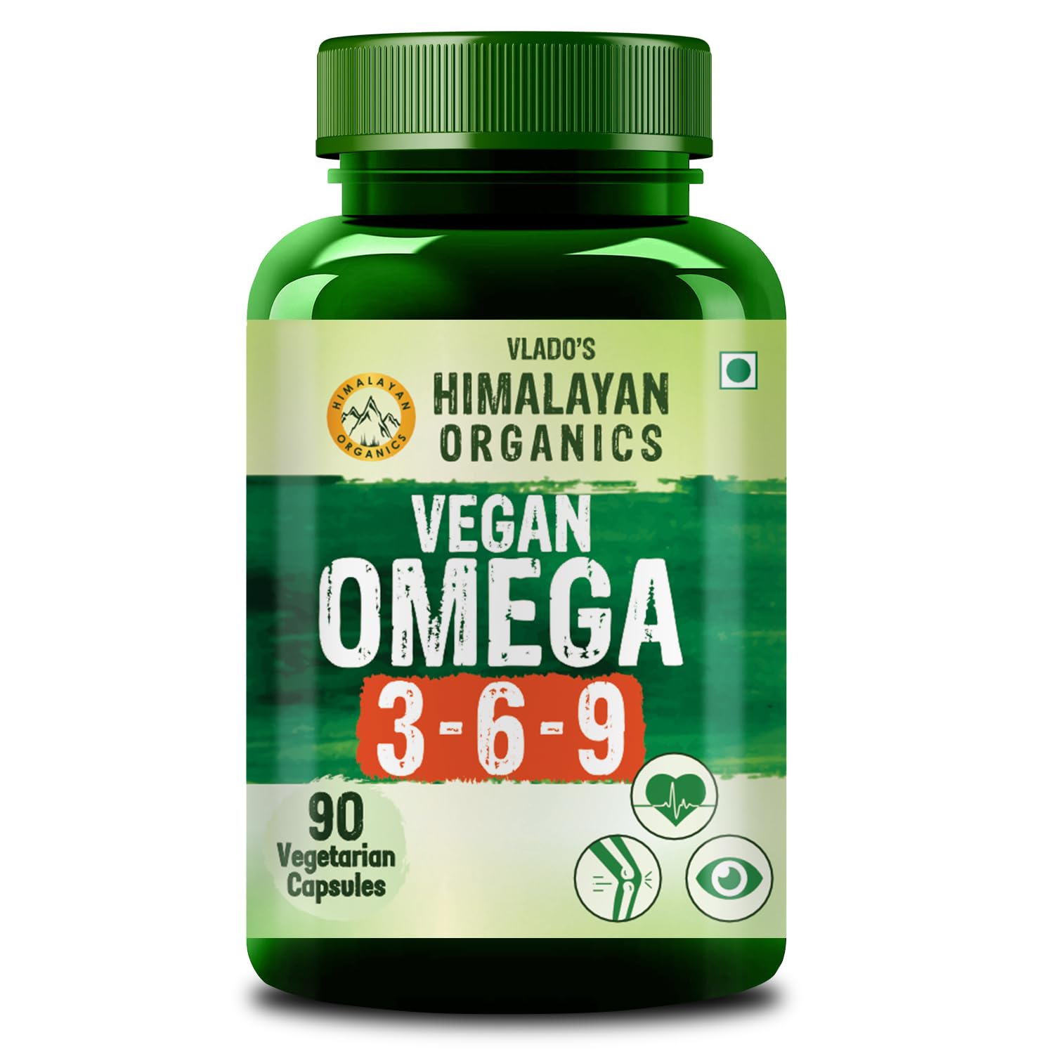 Himalayan Organics Flax Seed Oil Omega 3 6 9 Vegan Natural Nutrition Supplement for Muscle , Bone , Heart & Skin - Veg Capsules 90 Count