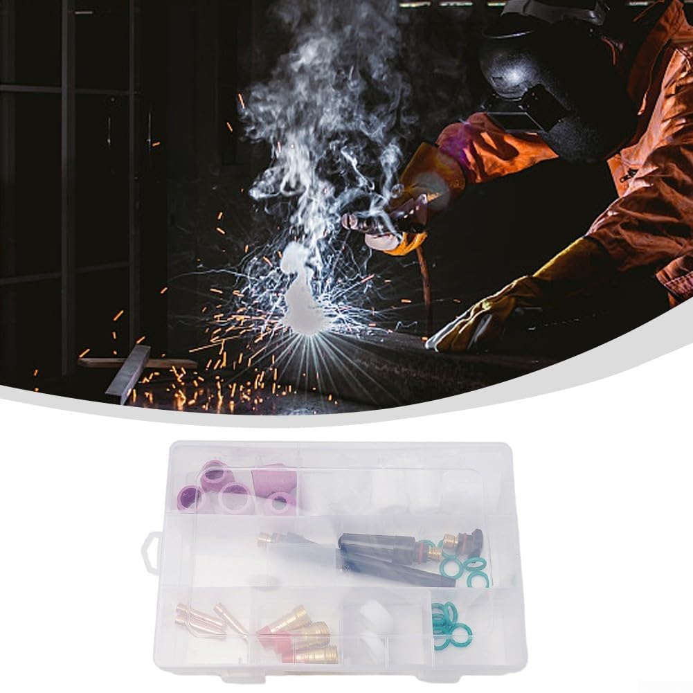 Kit di 31 torce per saldatura Tig per Wp-17 Wp-18 Wp-26 con lente a gas tozza e ugelli a tazza di vetro dimensioni 6 7 8 10 12 per lavori di fabbricazione in metallo