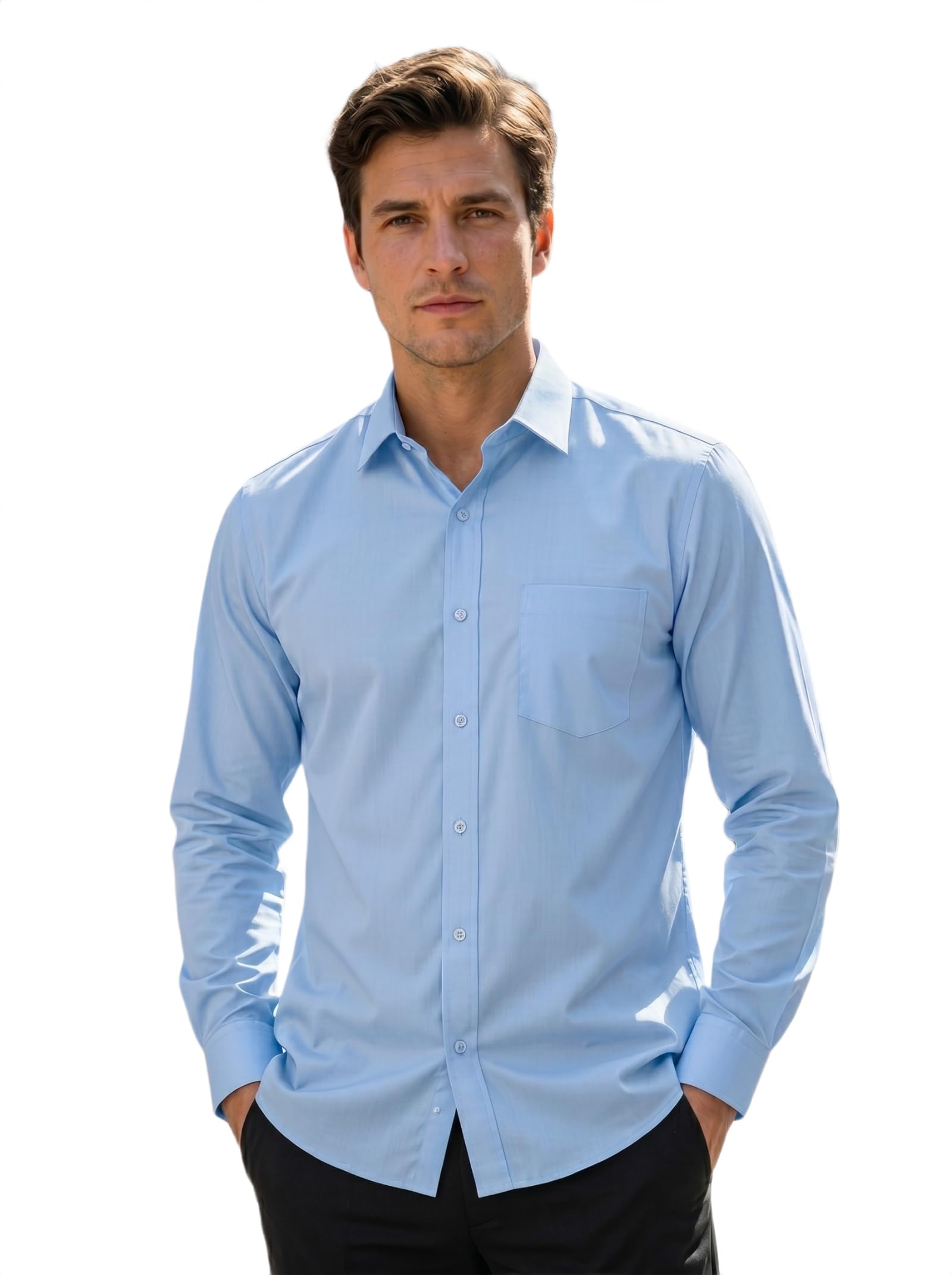 Men's Cotton Formal Shirt with Full Sleeves Collar Neck Solid Pattern Regular Fit and Standard Length | Shirt for Men Casual | Formal Shirt for Man Long Sleeve-image-25