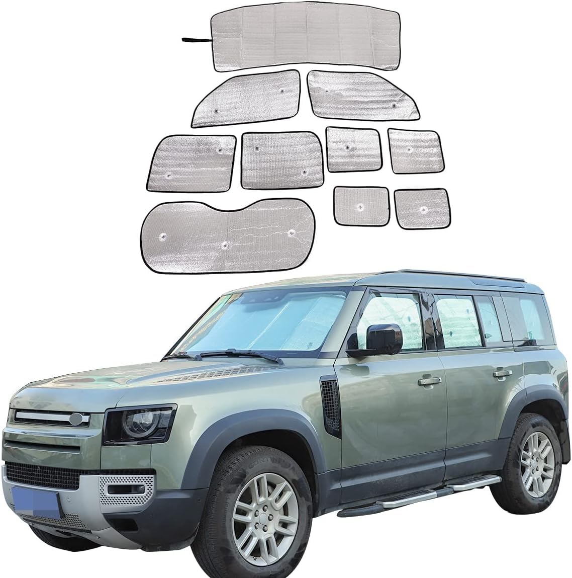Car Front Windshield Sunshade &Car Full Window Shades for Land Rover Defender 90 110 130 2020-2024, UV Rays Sun Visor Protector,Auto Heat Shield