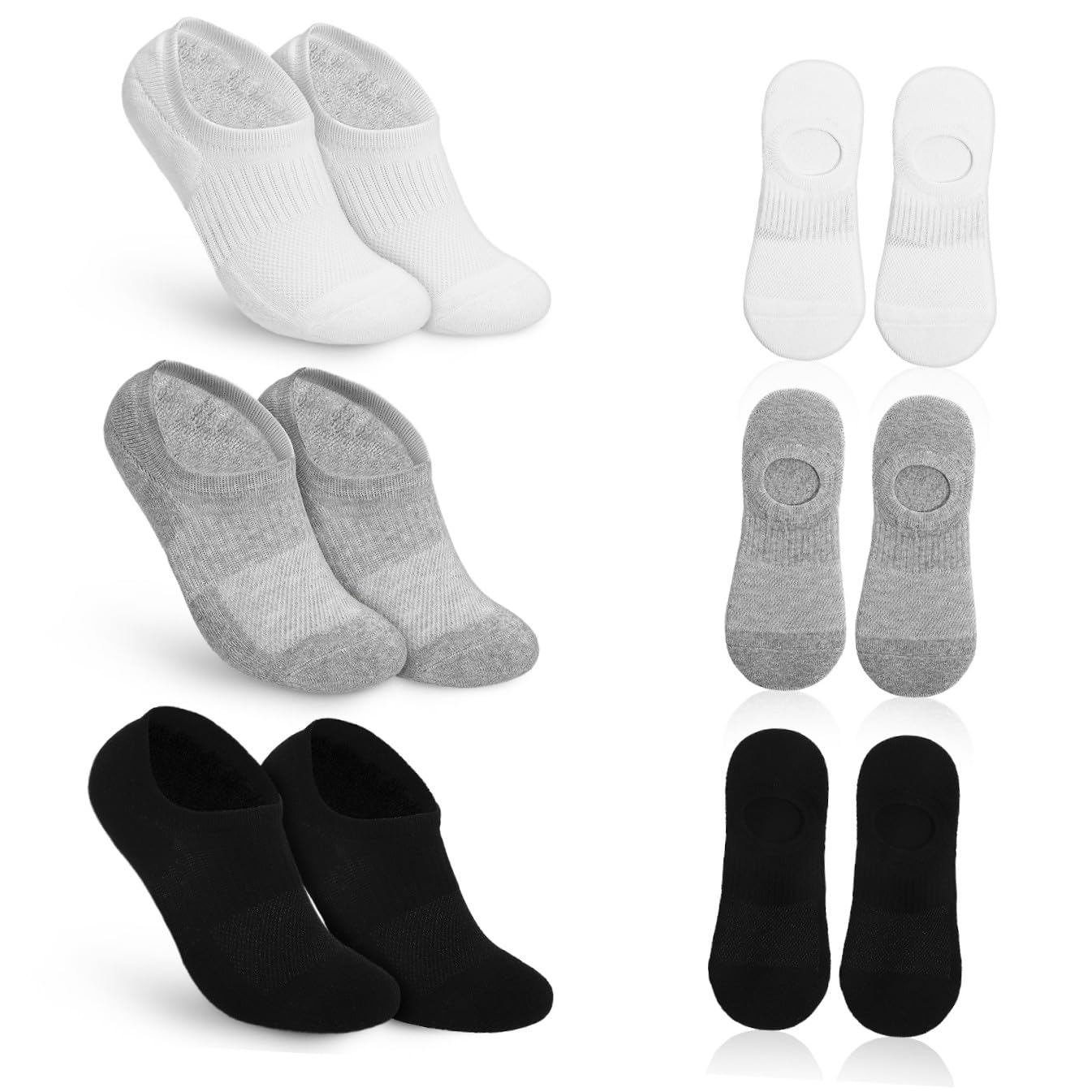 6 Paare Baumwoll Sneaker Socken Unisex Unsichtbare Kurzsocken Atmungsaktiv Verschleißfest Bequeme Füsslinge für Damen und Herren Waschbar und Langlebig